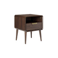Mid-Century Modern Walnut Nightstand with Drawer and Open Shelf