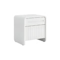 Modern White Nightstand with Textured Drawer Design