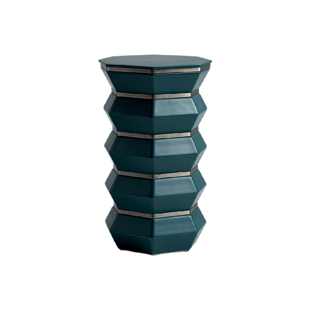 Modern Hexagonal Pedestal Table with Glossy Finish